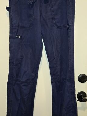 KOI Womens Navy Blue Cargo Scrub Pants